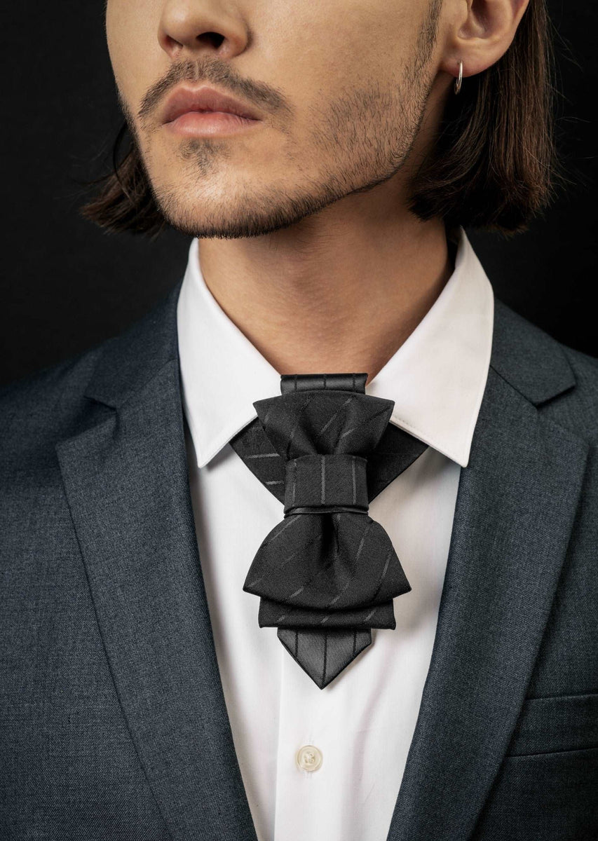 BOW TIE 'BLACK LINE'  Unique handmade bow ties